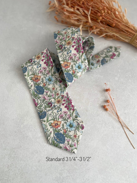Botanical Flower Necktie Spring & Summer Wedding Floral Neck Tie for Groom and Groomsmen