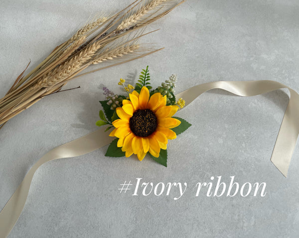Sunflower Wrist Corsage & Boutonnière