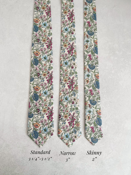Wildflower Necktie Spring & Summer Wedding Navy Floral Neck Tie for Groom and Groomsmen