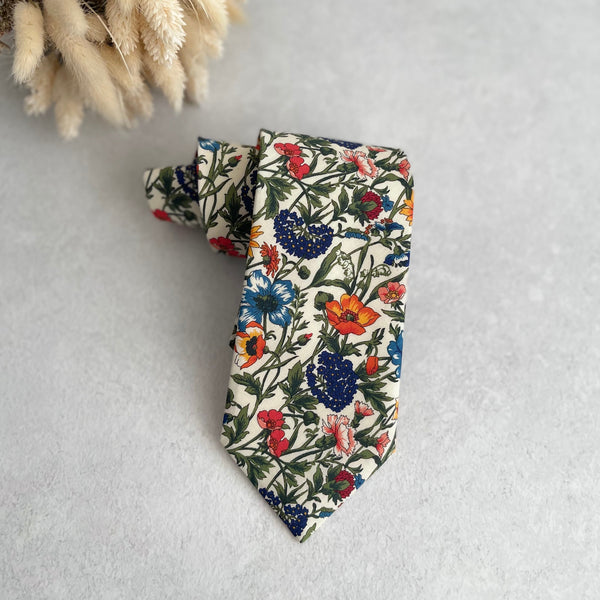 Wildflower Tie for Wedding Botanical Flower Necktie Summer Wedding Groom and Groomsmen Floral Necktie Tie