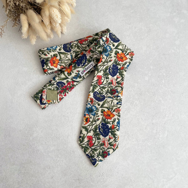 Wildflower Tie for Wedding Botanical Flower Necktie Summer Wedding Groom and Groomsmen Floral Necktie Tie