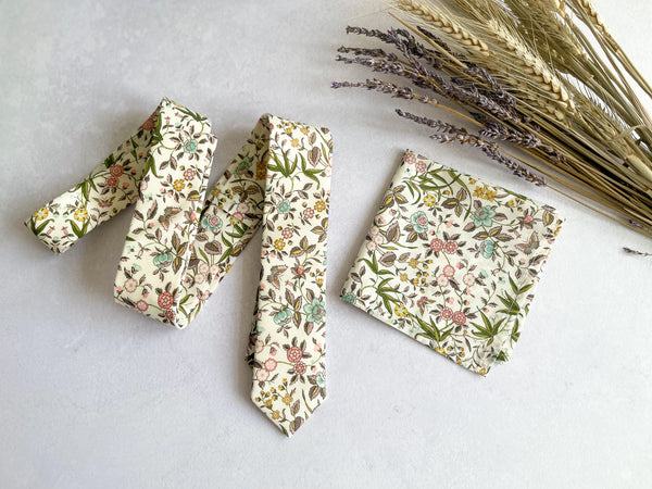 Groom and Groomsmen Floral Tie Wildflower Necktie for Spring & Summer Wedding