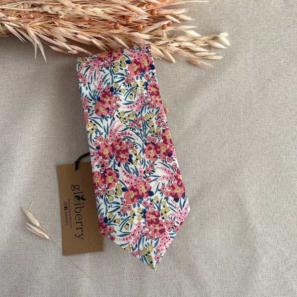 Pink Floral Wedding Neck Tie for Groom and Groomsmen