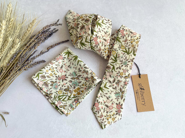 Groom and Groomsmen Floral Tie Wildflower Necktie for Spring & Summer Wedding