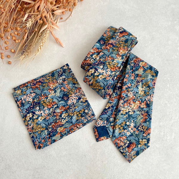 Tie for Wedding Blue Floral Woodland Necktie