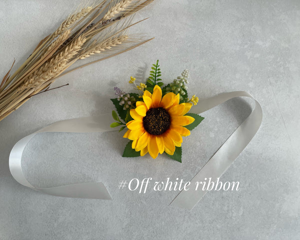 Sunflower Wrist Corsage & Boutonnière