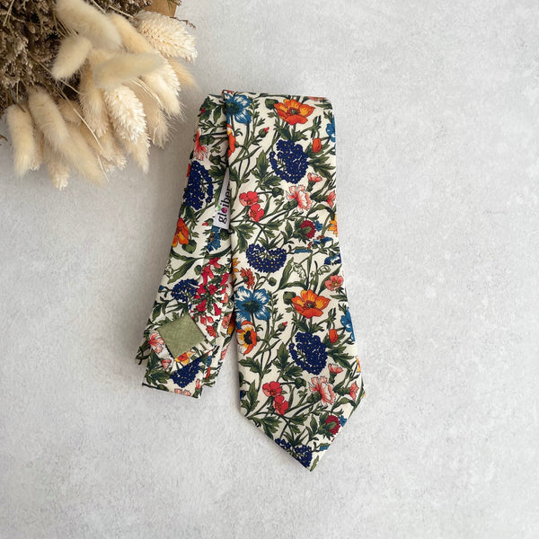 Wildflower Tie for Wedding Botanical Flower Necktie Summer Wedding Groom and Groomsmen Floral Necktie Tie