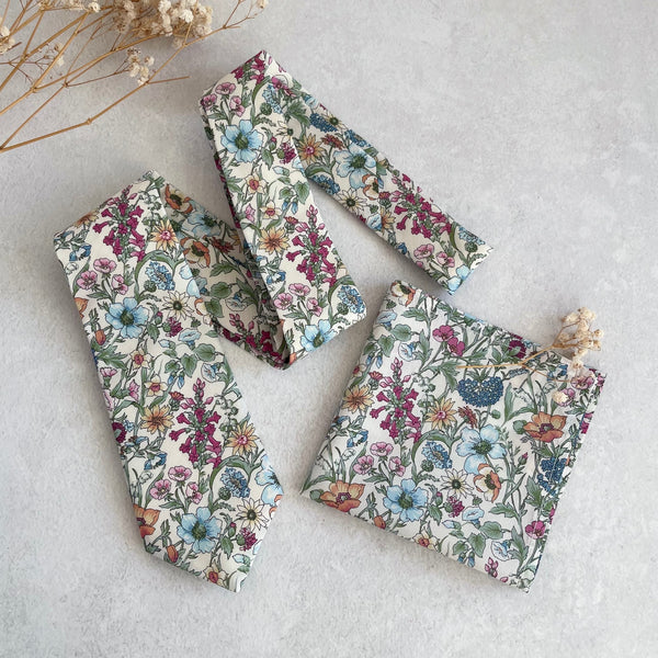 Botanical Flower Necktie Spring & Summer Wedding Floral Neck Tie for Groom and Groomsmen