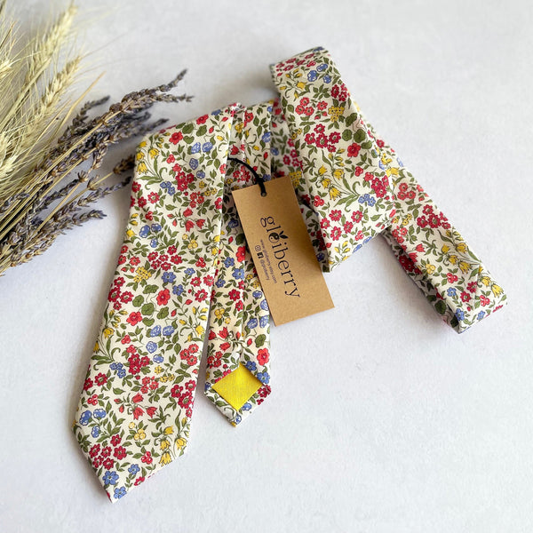 Ditsy Floral Tie and Pocket Square Spring Wedding Necktie