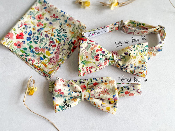 Wildflower Bow tie and Pocket Square for Wedding