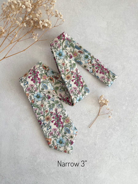 Botanical Flower Necktie Spring & Summer Wedding Floral Neck Tie for Groom and Groomsmen