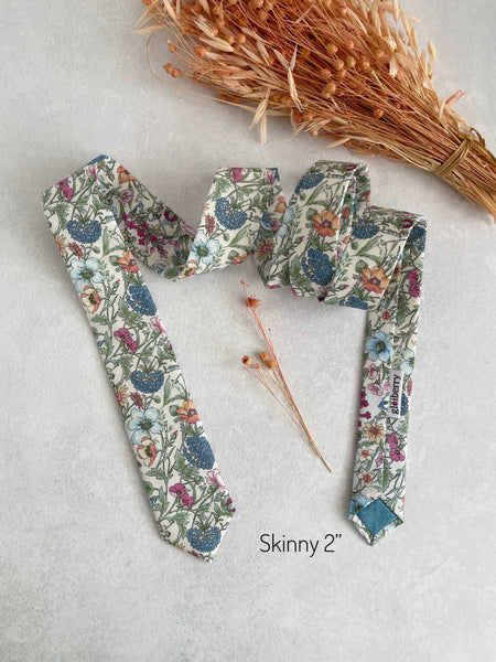 Botanical Flower Necktie Spring & Summer Wedding Floral Neck Tie for Groom and Groomsmen