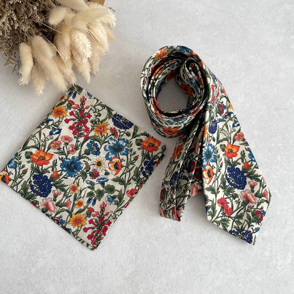 Wildflower Tie for Wedding Botanical Flower Necktie Summer Wedding Groom and Groomsmen Floral Necktie Tie