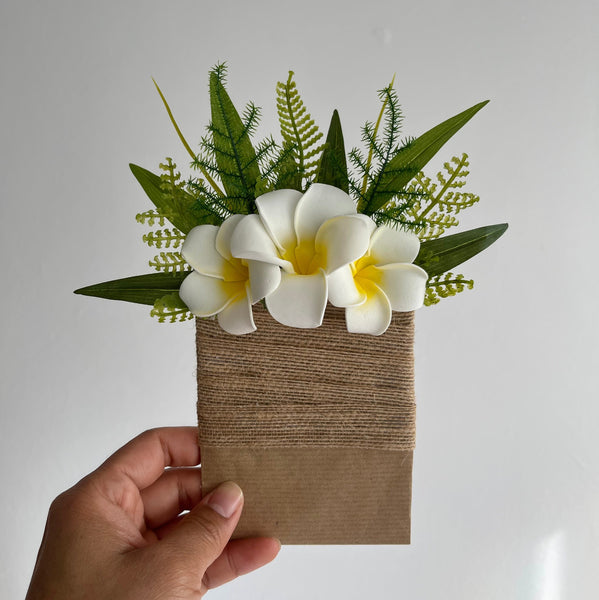 Plumeria/Frangipani Wrist Corsage & Pocket Boutonniere