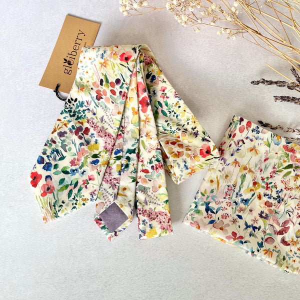 Wildflower Tie for Wedding Floral Necktie Premium Gift for Him