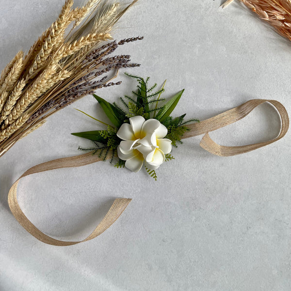 Plumeria/Frangipani Wrist Corsage & Pocket Boutonniere