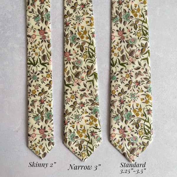Blue Floral Necktie with Pocket Square for Wedding