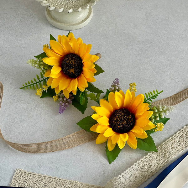 Sunflower Wrist Corsage & Boutonnière