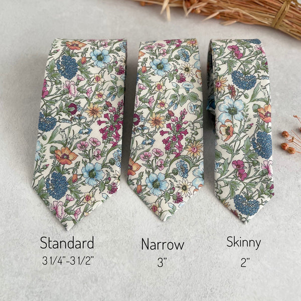 Botanical Flower Necktie Spring & Summer Wedding Floral Neck Tie for Groom and Groomsmen