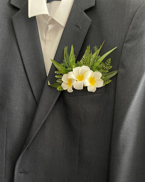 Plumeria/Frangipani Wrist Corsage & Pocket Boutonniere