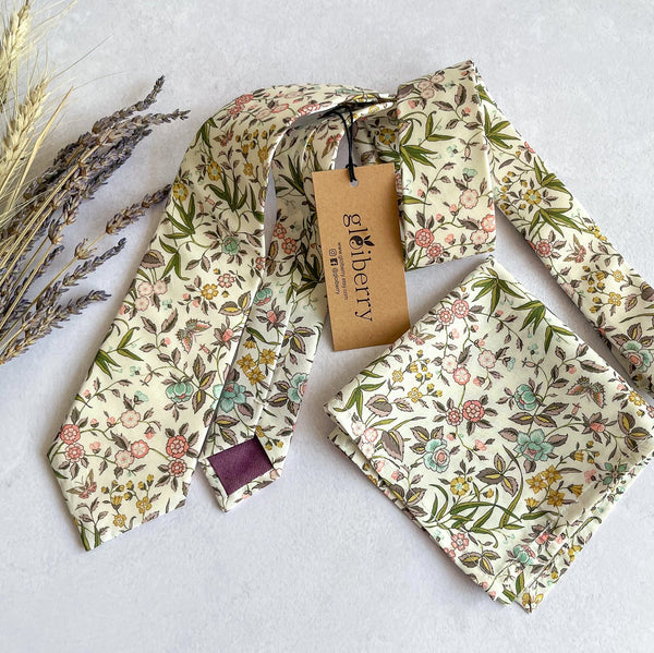 Groom and Groomsmen Floral Tie Wildflower Necktie for Spring & Summer Wedding