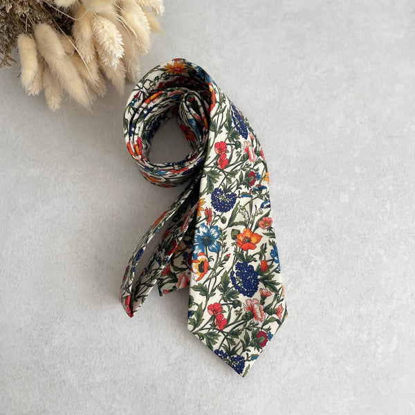 Wildflower Tie for Wedding Botanical Flower Necktie Summer Wedding Groom and Groomsmen Floral Necktie Tie