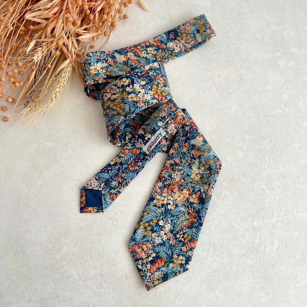 Tie for Wedding Blue Floral Woodland Necktie