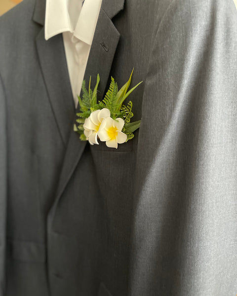 Plumeria/Frangipani Wrist Corsage & Pocket Boutonniere