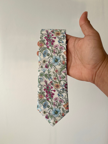 Botanical Flower Necktie Spring & Summer Wedding Floral Neck Tie for Groom and Groomsmen