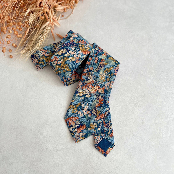 Tie for Wedding Blue Floral Woodland Necktie