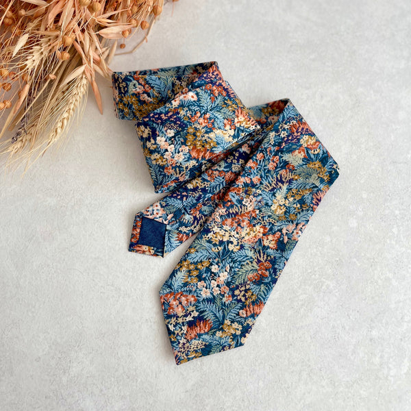 Tie for Wedding Blue Floral Woodland Necktie