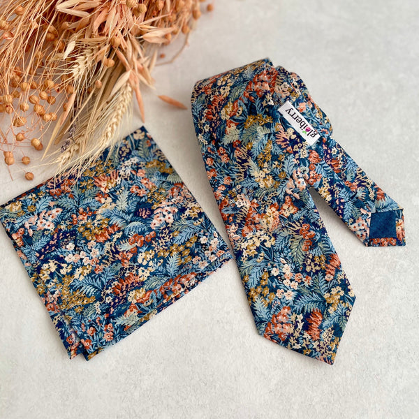 Tie for Wedding Blue Floral Woodland Necktie