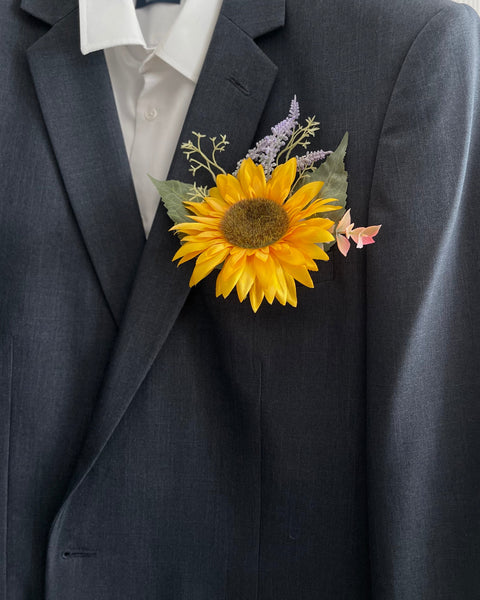 Sunflower Wrist Corsage & Pocket Boutonniere