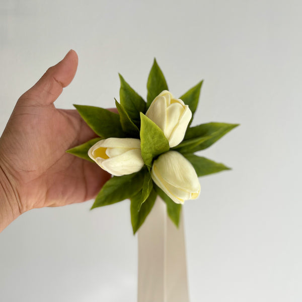 Pale Yellow Tulip Wrist Corsage & Boutonnière