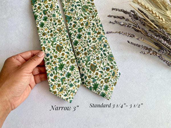 Green Floral Wedding Tie for Groom/Groomsmen Necktie Liberty of London Vintage Floral Print