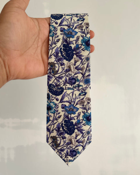 Purple Wildflower Tie for Wedding Botanical Flower Necktie Summer Wedding Groom and Groomsmen Floral Necktie Tie