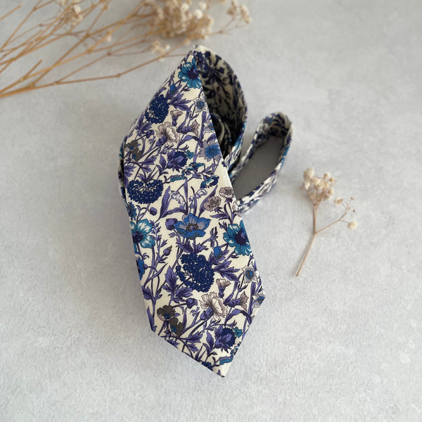 Purple Wildflower Tie for Wedding Botanical Flower Necktie Summer Wedding Groom and Groomsmen Floral Necktie Tie