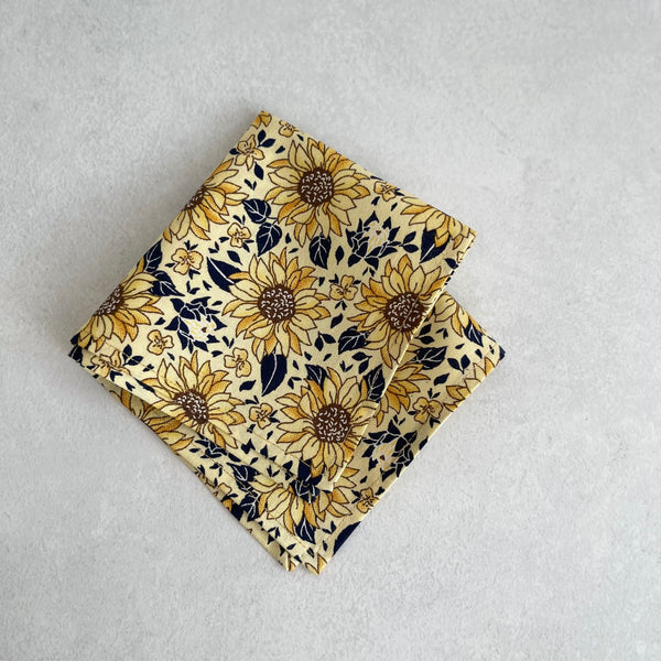 Sunflower Floral Necktie Bow Tie Matching Pocket Square