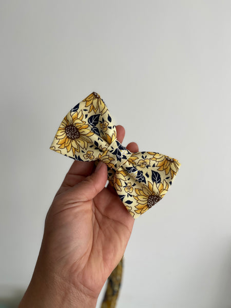 Sunflower Floral Necktie Bow Tie Matching Pocket Square