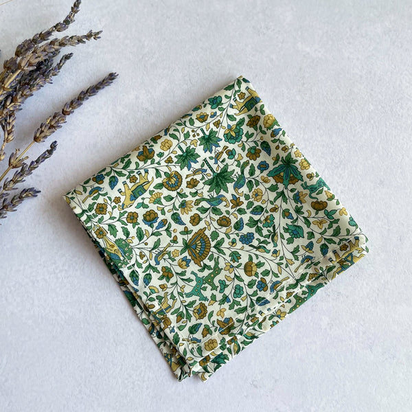 Green Floral Wedding Tie for Groom/Groomsmen Necktie Liberty of London Vintage Floral Print