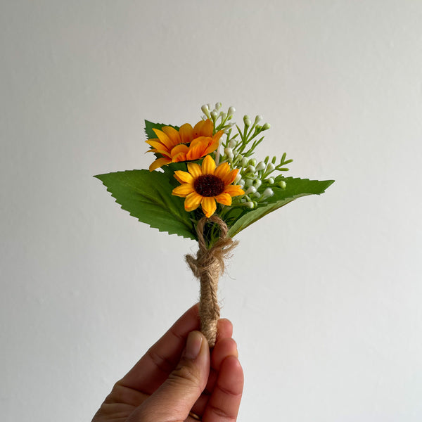 Small Sunflower Wrist Corsage & Boutonnière