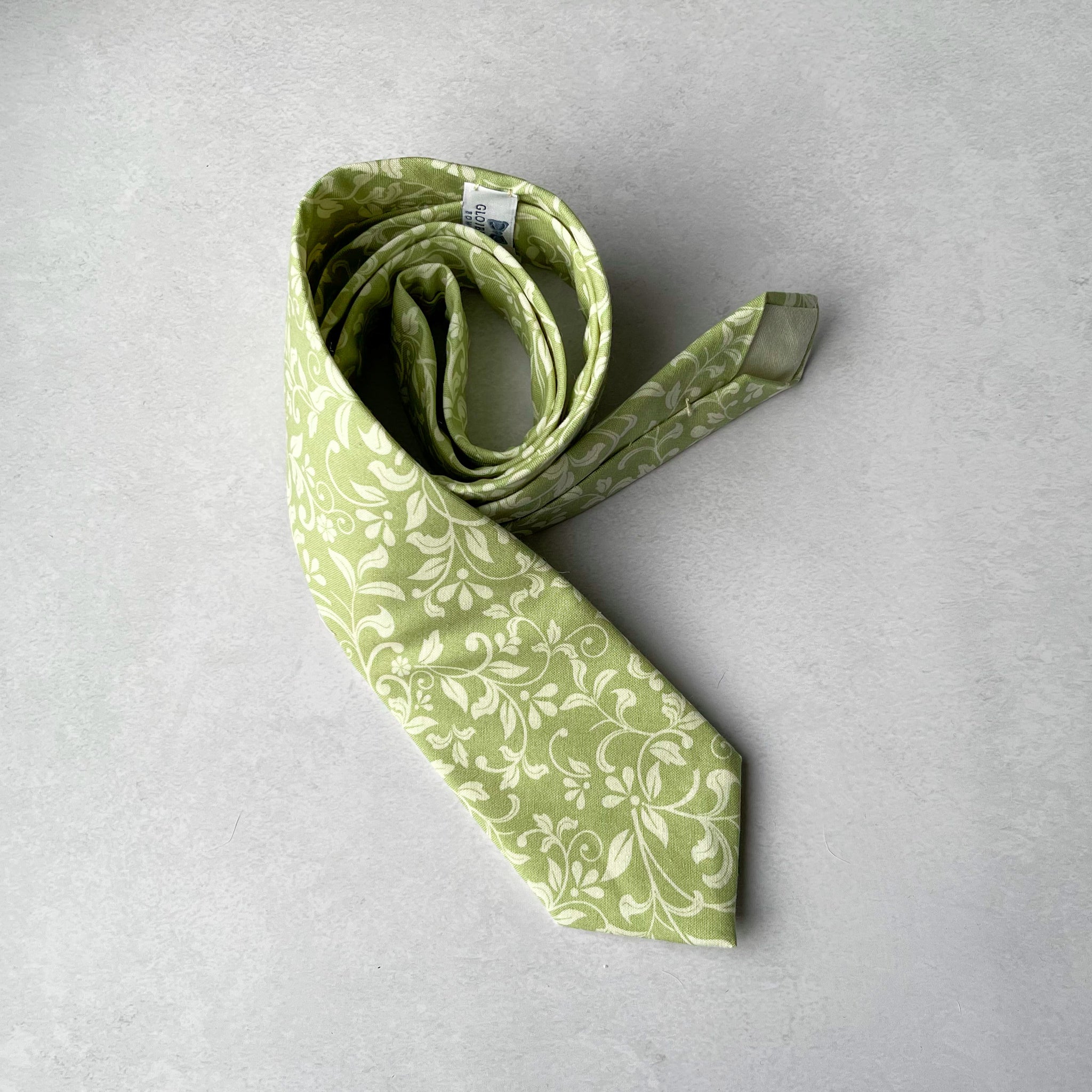 Sage Green Vine Tie, Bow tie and Pocket Square